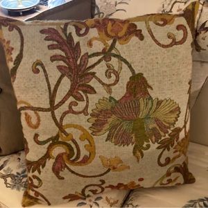Vintage luxury botanical woven wool oversized throw pillow cream green yellow